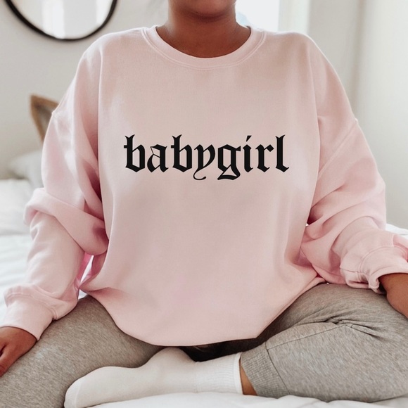 Graphic “Baby Girl” Crew Neck Long Sleeve Sweatshirt - Picture 1 of 2